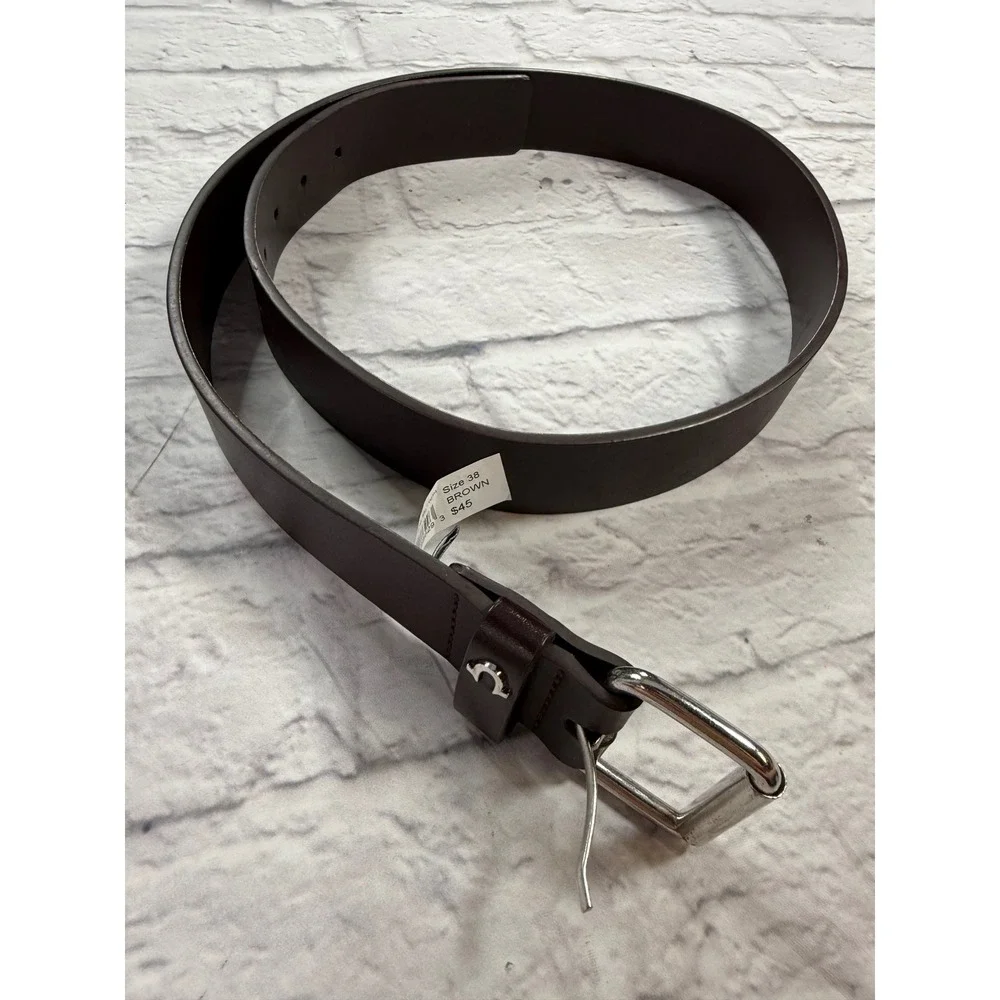 True Religion Belt Mens 38 Brown New Simulated Leather Horseshoe Logo Buckle
